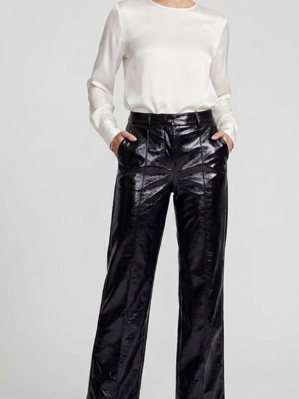 7 For All Of Mankind Faux Patent Leather Flare Pants